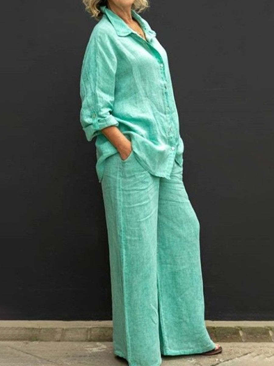 Paola™ | Linnen Hosen- und Blusenset für Damen