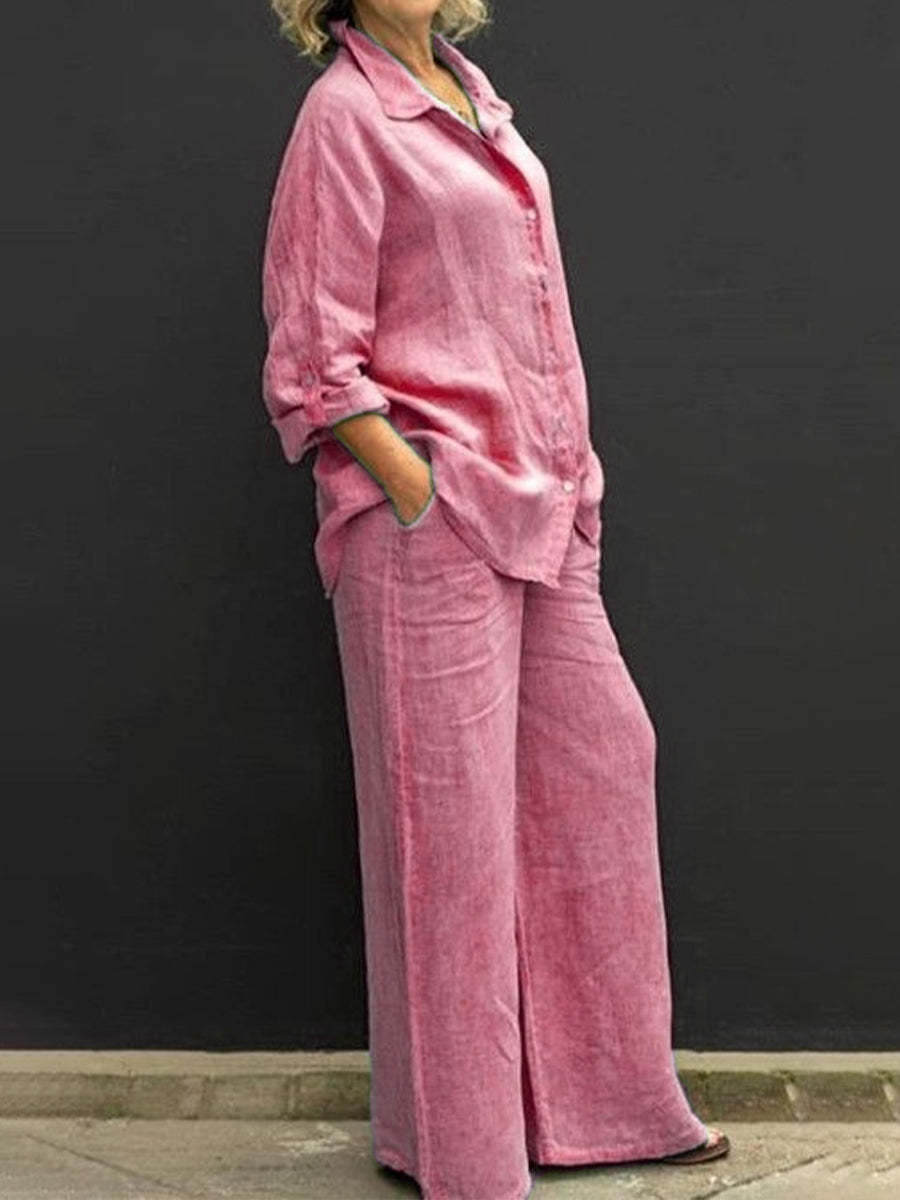 Paola™ | Linnen Hosen- und Blusenset für Damen