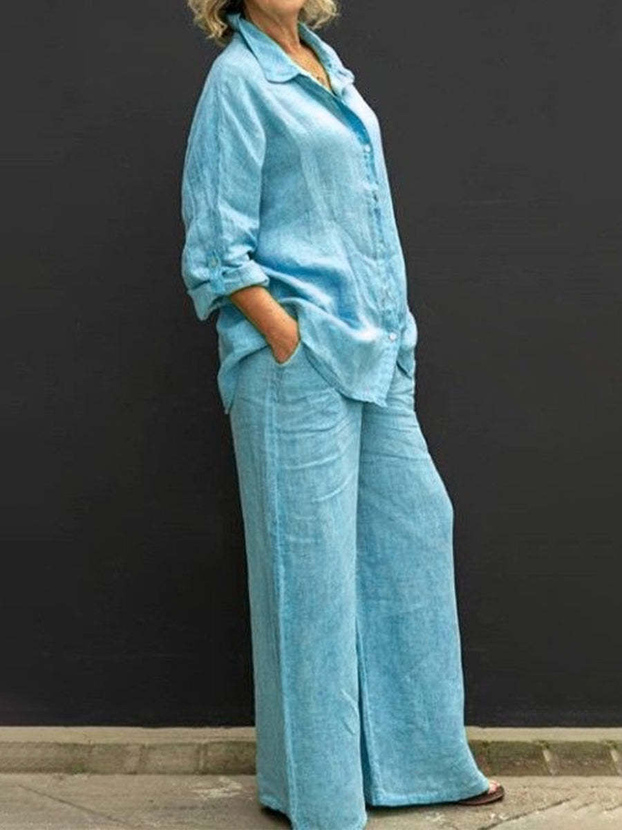Paola™ | Linnen Hosen- und Blusenset für Damen
