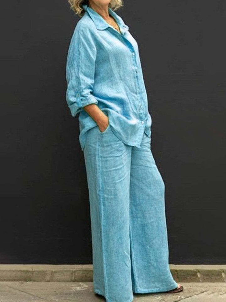 Paola™ | Linnen Hosen- und Blusenset für Damen