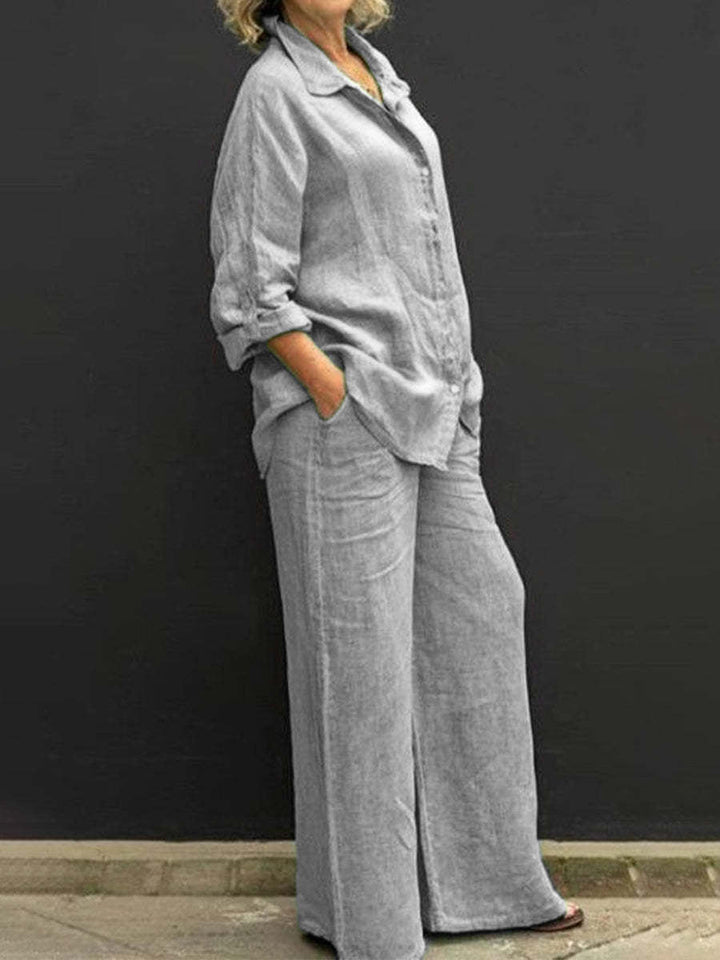 Paola™ | Linnen Hosen- und Blusenset für Damen