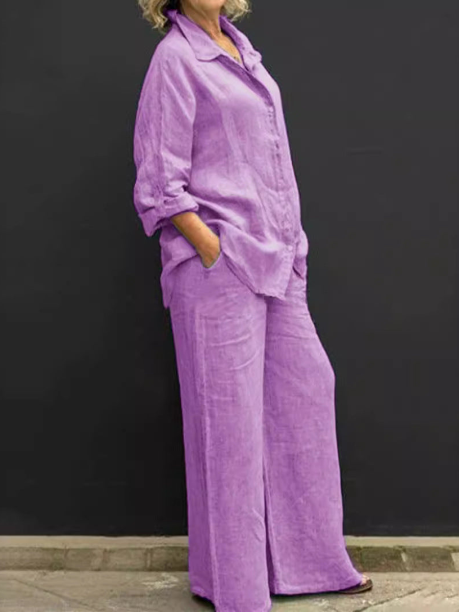 Paola™ | Linnen Hosen- und Blusenset für Damen