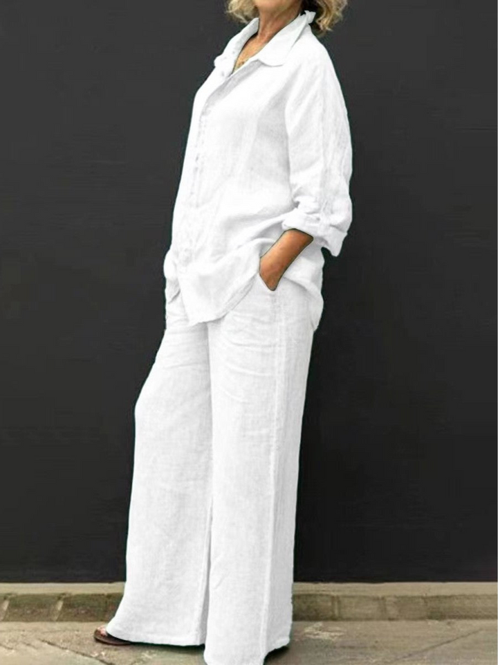 Paola™ | Linnen Hosen- und Blusenset für Damen
