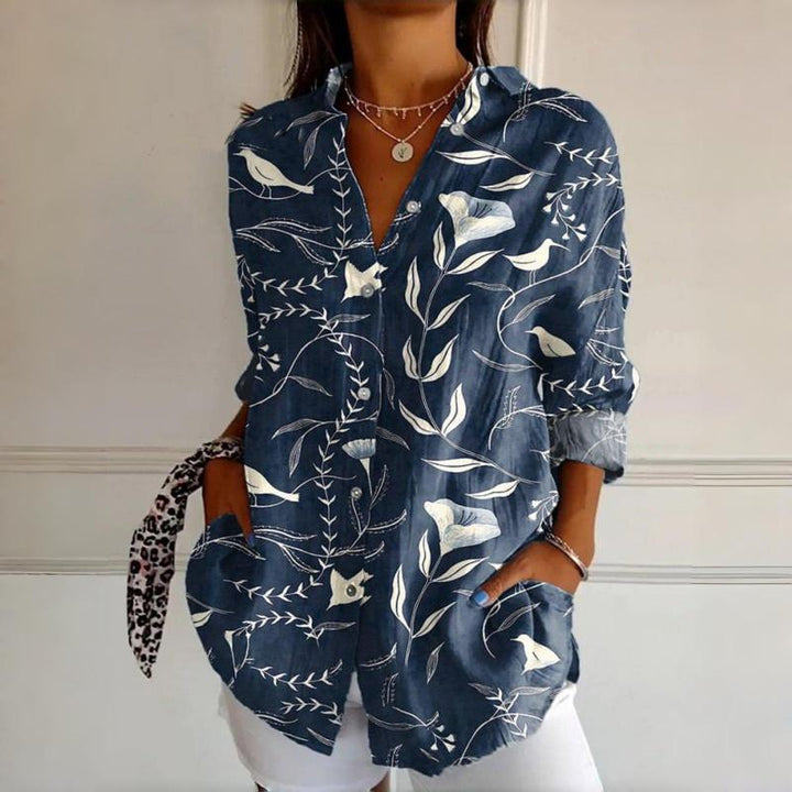 Lela | Vintage blus med bladmönster