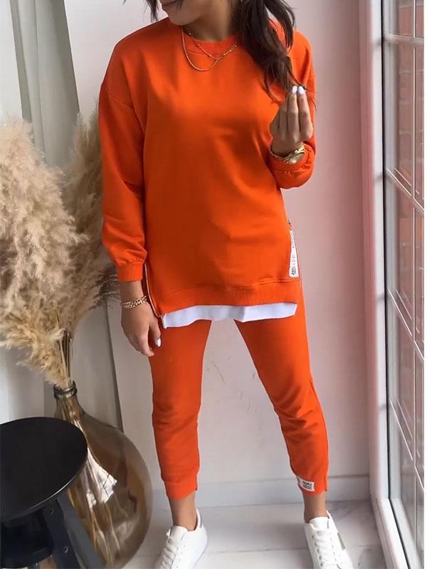 Liana | Sweatshirt med tvådelad topp och byxor i patchwork för damer