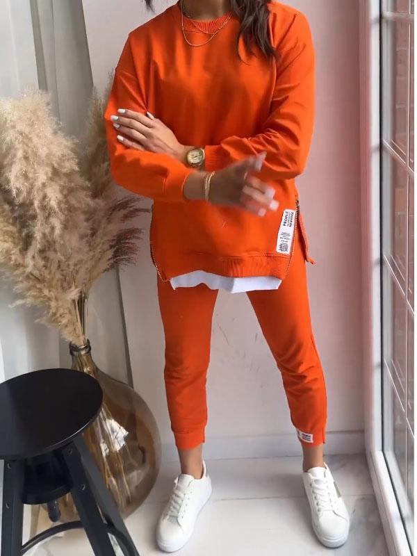 Liana | Sweatshirt med tvådelad topp och byxor i patchwork för damer