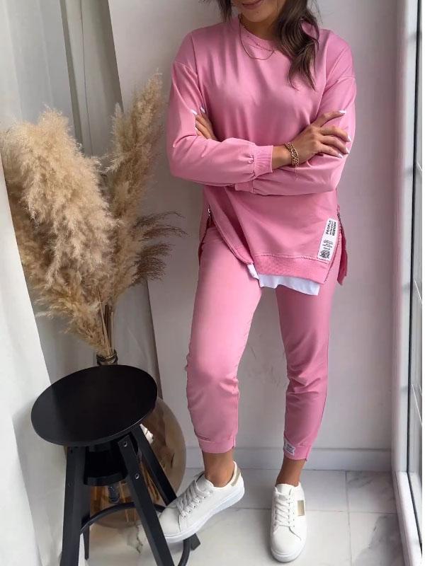Liana | Sweatshirt med tvådelad topp och byxor i patchwork för damer