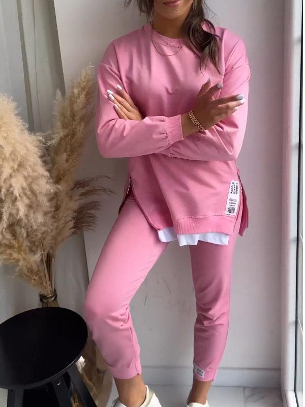 Liana | Sweatshirt med tvådelad topp och byxor i patchwork för damer